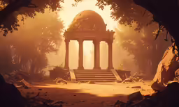 an old, beautiful gazebo with steps leading up to it