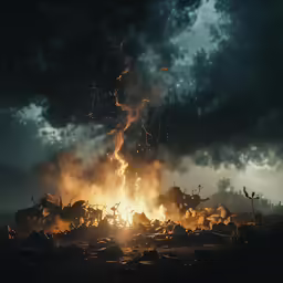 a large fire pit with flames coming out of the top