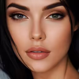 a close up of a woman wearing eye makeup