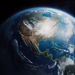 a view from space of the earth and a few clouds
