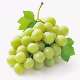 some green grapes with some leaves on them