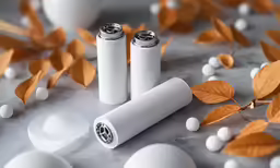 batteries with leafy sprigs surrounding them