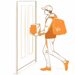 an image of a man coming out of the door
