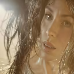 an asian woman with very wet hair posing for a photo