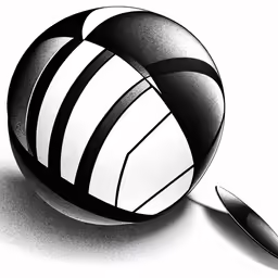a black and white image of an object with a spoon