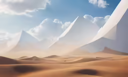 some clouds and sand dunes under a blue sky