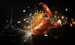 an orange liquid pours out of a cup