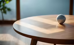 a round table with a white ball on it