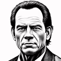 a black and white drawing of the actor