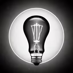 an upside down photo of a light bulb with its light reflected off