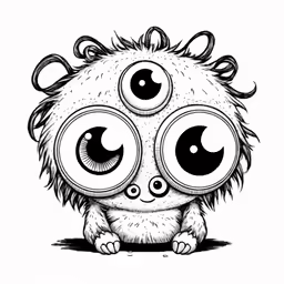 an ink drawing of a strange looking creature