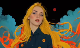 a digital painting of a girl with long hair