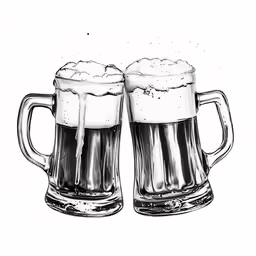 two glasses of beer are being poured into each other