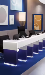 there are three tables and black chairs on this room