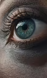 a green eye is partially visible with dark wrinkles