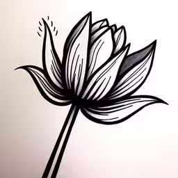 the outline of a flower is in black and white