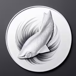 a black and white drawing of a fish on a plate
