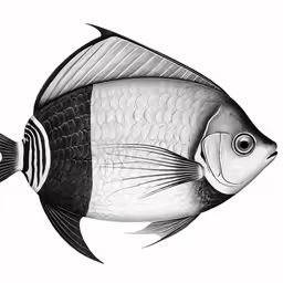 a large fish that is black and white