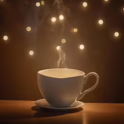 smoke coming out of a cup on a table