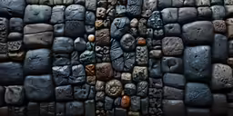 various pieces of art made out of a pile of rocks