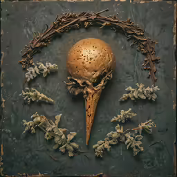 a mask is decorated with flowers and a floral frame