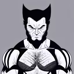an image of wolverine with muscles drawn on his chest