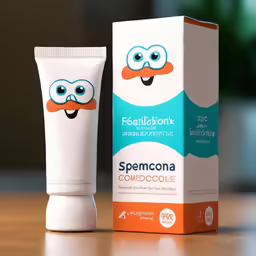 a small white tube of toothpaste next to a box