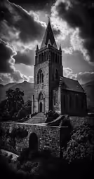 the old cathedral on a stormy day