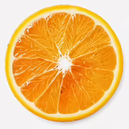 a orange sliced in half on a white background