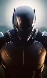 the man in black is wearing a helmet