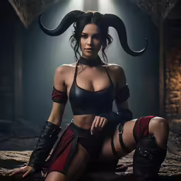 a woman wearing boots and leather clothing