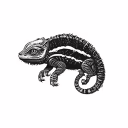 an animal drawn in black and white