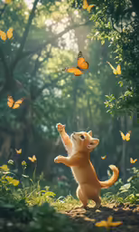 there is a small kitten reaching up into the sky