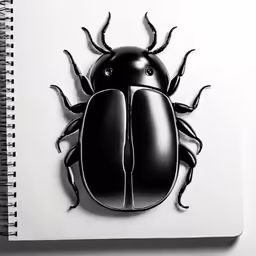 a beetle drawing on top of a book