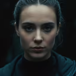 a young woman looks to the side as she is photographed in this close up photo