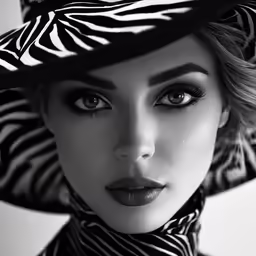 the beautiful blond lady is wearing an unusual hat