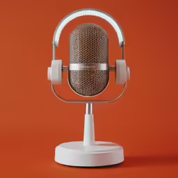 a microphone over an orange background with an orange glow