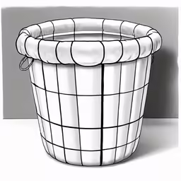 a black and white drawing of a basket