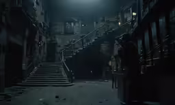a couple walking down the street in the dark