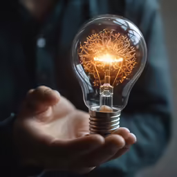 the lightbulb appears to be filled with a lot of fireworks