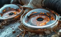 two metal plates with holes sitting on top of each other