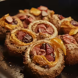 different kinds of food on a tray for sale