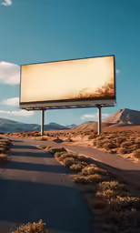 a road with two billboards along each side
