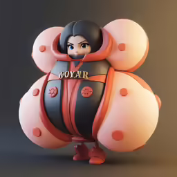 an illustration of a robot with a black and orange outfit