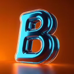a blue b letters illuminated by light in the room
