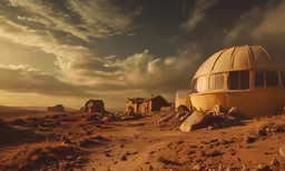 an abandoned, concrete dome structure in the middle of nowhere