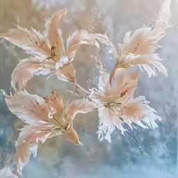 flowers sitting on a table by the glass