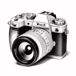 a drawing of a camera sitting on top of a table