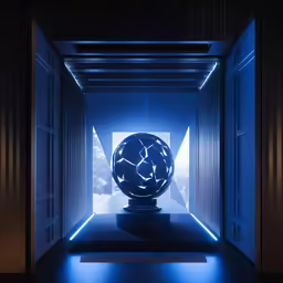 there is a very large ball on display in this room