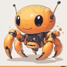a robot like figure in front of a white background